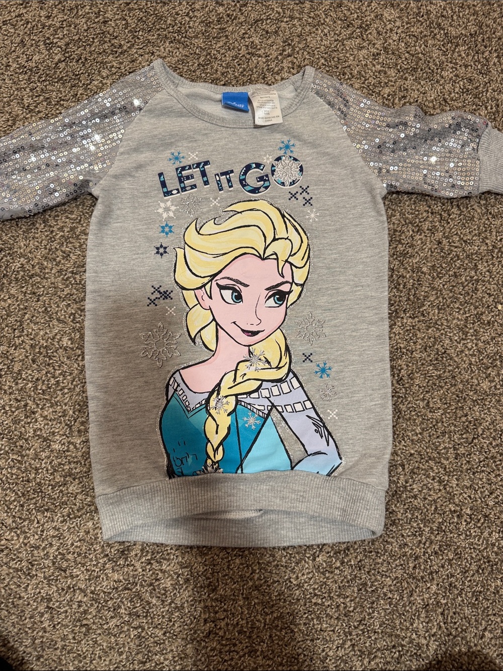 Disney Grey Elsa 'Let It Go' Sequin Sleeve Sweatshirt